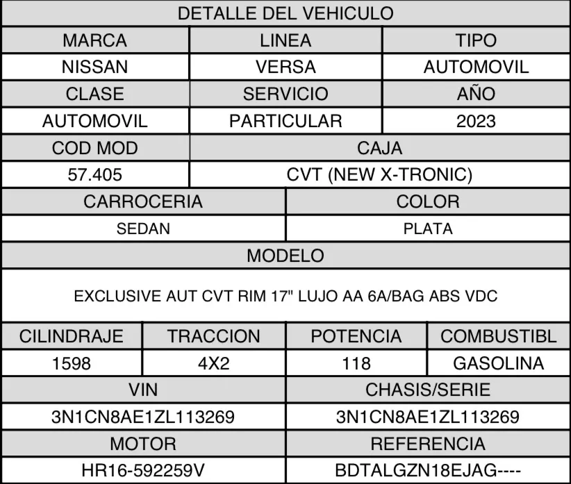 NISSAN VERSA EXCLUSIVE 2023